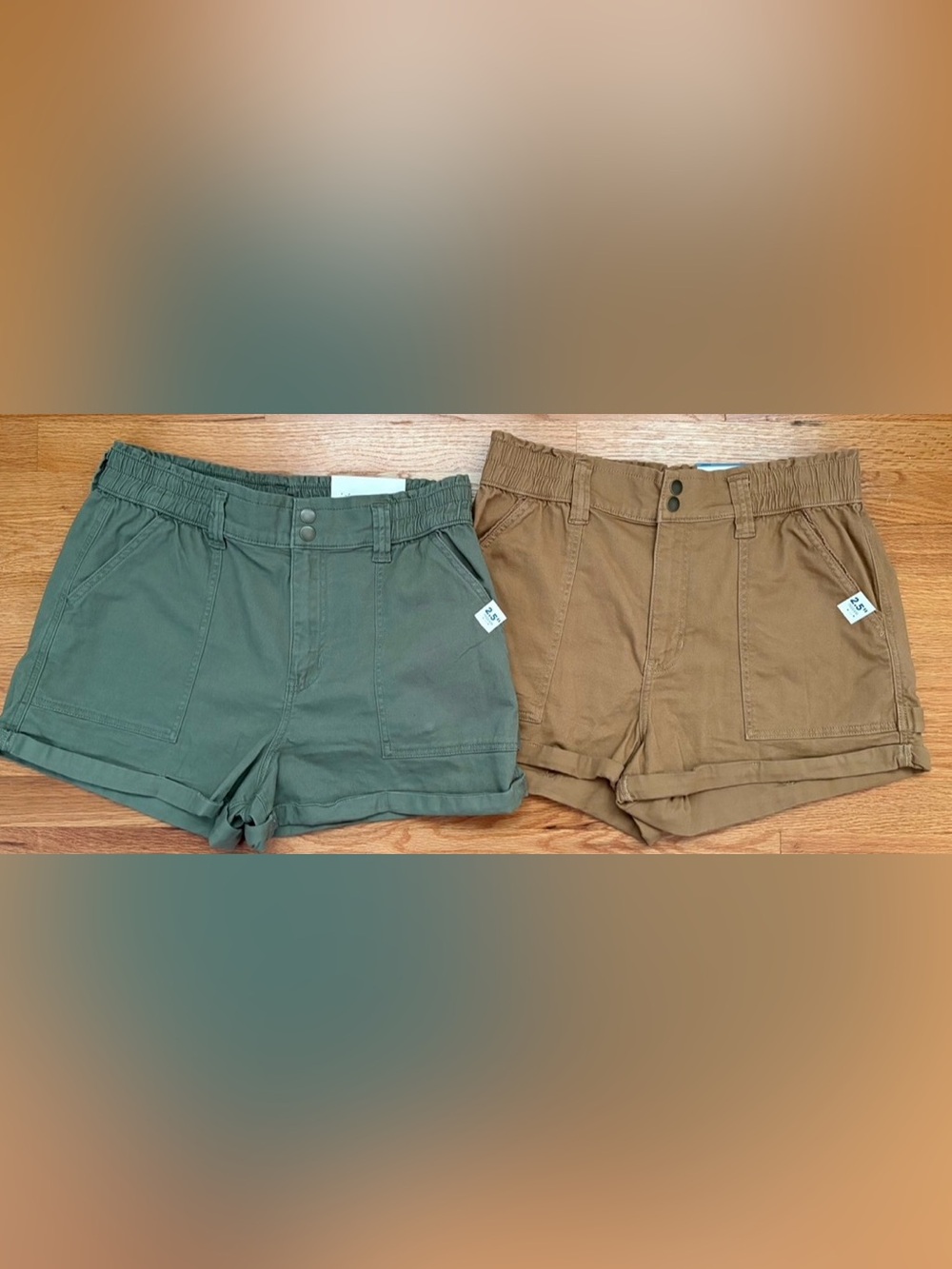 Arizona Jean Company Olive Green and Brown Women's Shorts - Pair